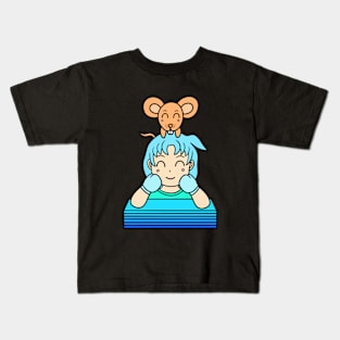 Cute girl with mouse Kids T-Shirt